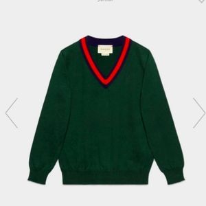 Gucci Boys Green V neck size 10